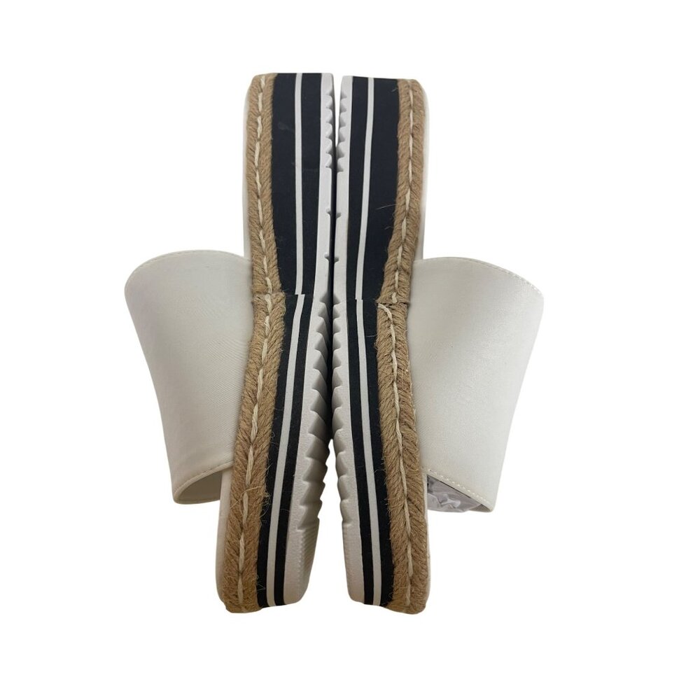 Journee Collection White Slide Sandals with Natural Jute Trim - Picture 7 of 10